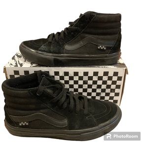 Vans SK8 HI All Black Suede Canvas High Top Skateboard Shoes Size 7.5 Men’s